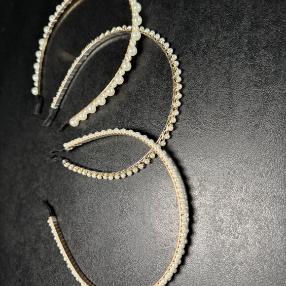 Set of 3 Faux Pearl and gold Beaded Hair Hoop - 358 - Picture 5 of 6